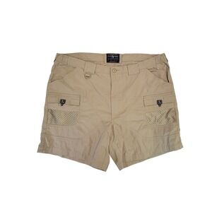 Hook & Tackle Cargo Shorts Tan Technical Fishing Gear Mens Size 42 Pockets